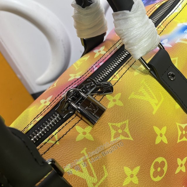 LV專櫃新款旅行袋包 路易威登Keepall Bandoulière50旅行袋 M45758 LV男士手提旅行包  ydh4362